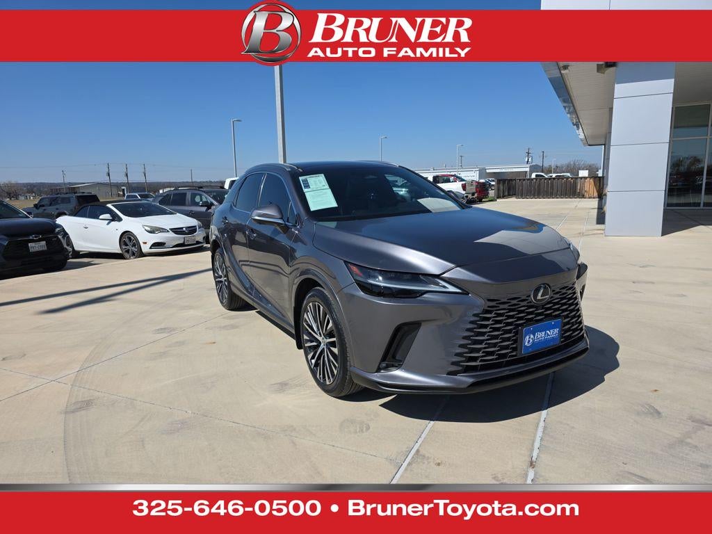 2023 Lexus RX 350 Premium Plus in Nebula Gray Pearl — front three-quarter view