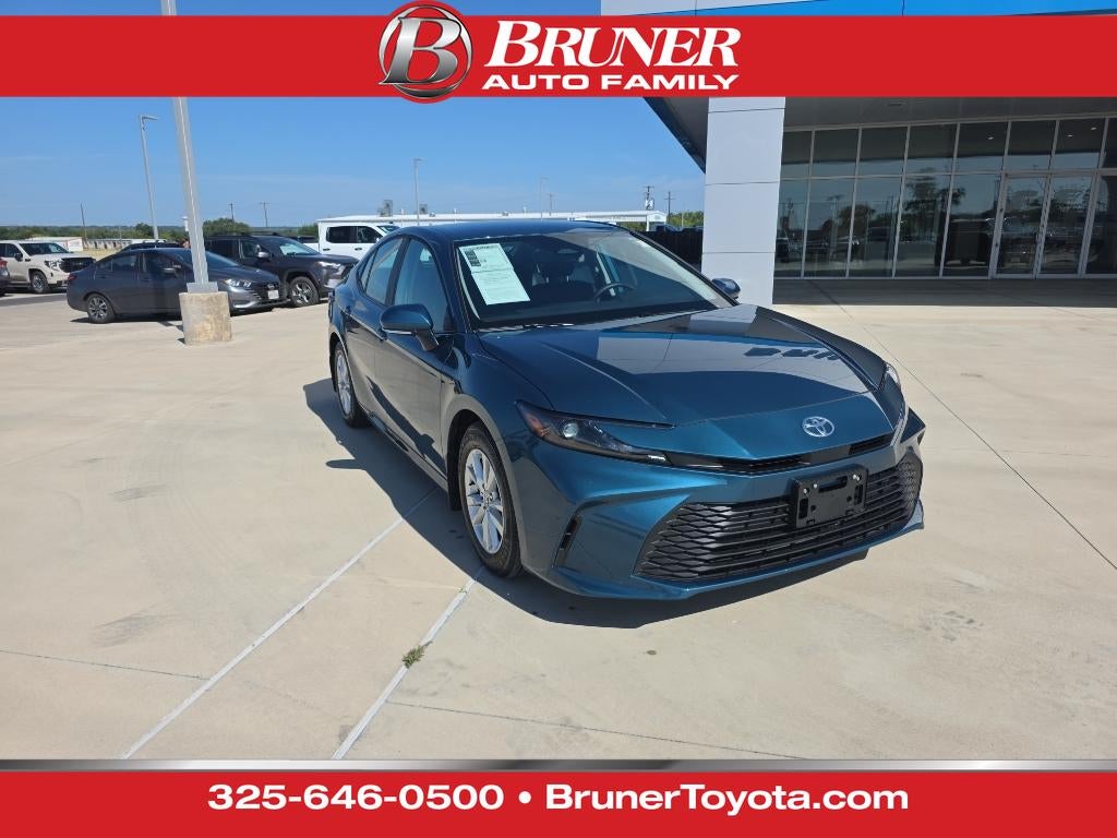 2026 Toyota Camry Hybrid LE in Ocean Gem — front three-quarter view