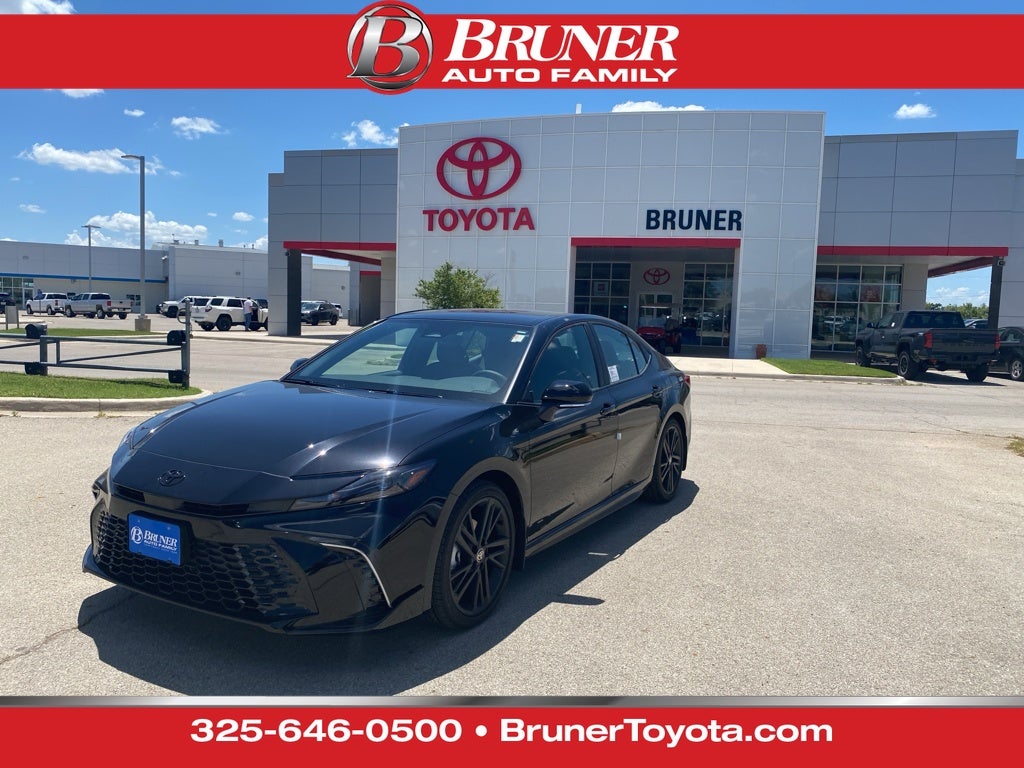 2026 Toyota Camry Nightshade in Midnight Black Metallic — front three-quarter view