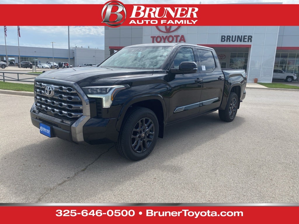2026 Toyota Tundra Platinum in Midnight Black Metallic — front three-quarter view